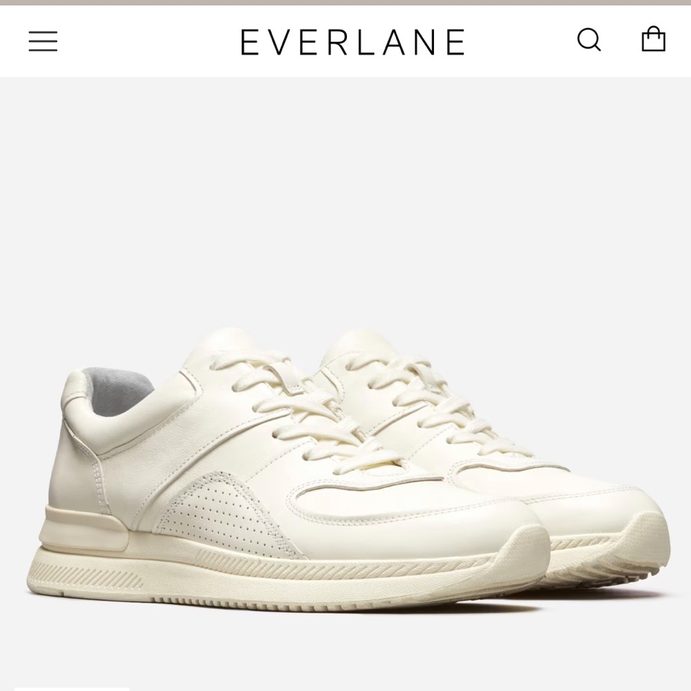 New Everlane The Trainer Men's Off-white Sneakers 12.5 Leather